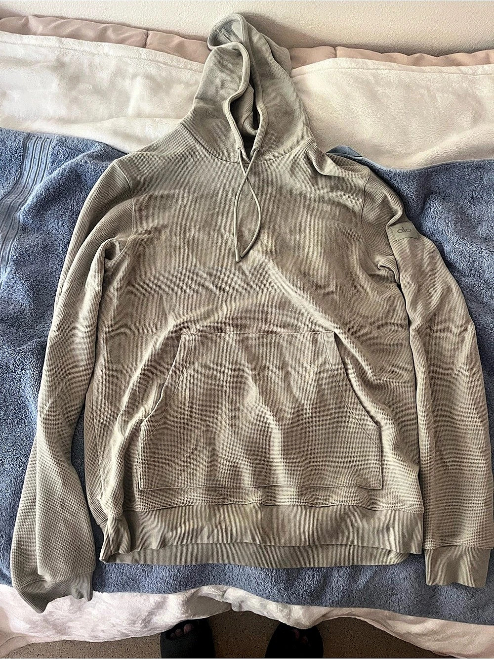 Alo Waffle Knit Hoodie in Brown